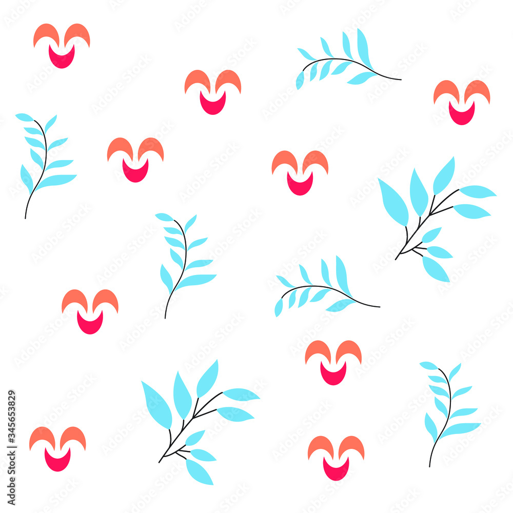 Fototapeta premium black and white pattern for paper and fabric printing. small leaf pattern.