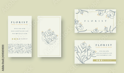 minimal Floral logo with business card template