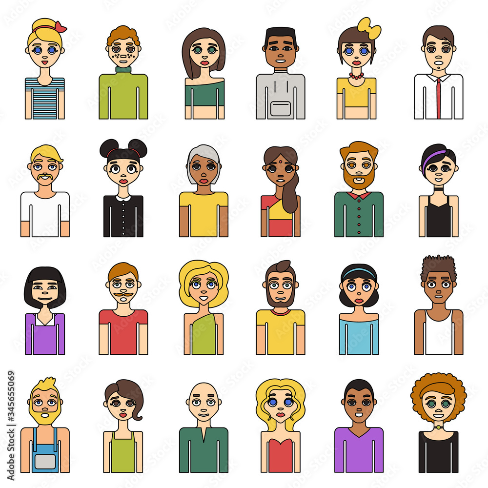 people front look flat icon set people front look flat icon set