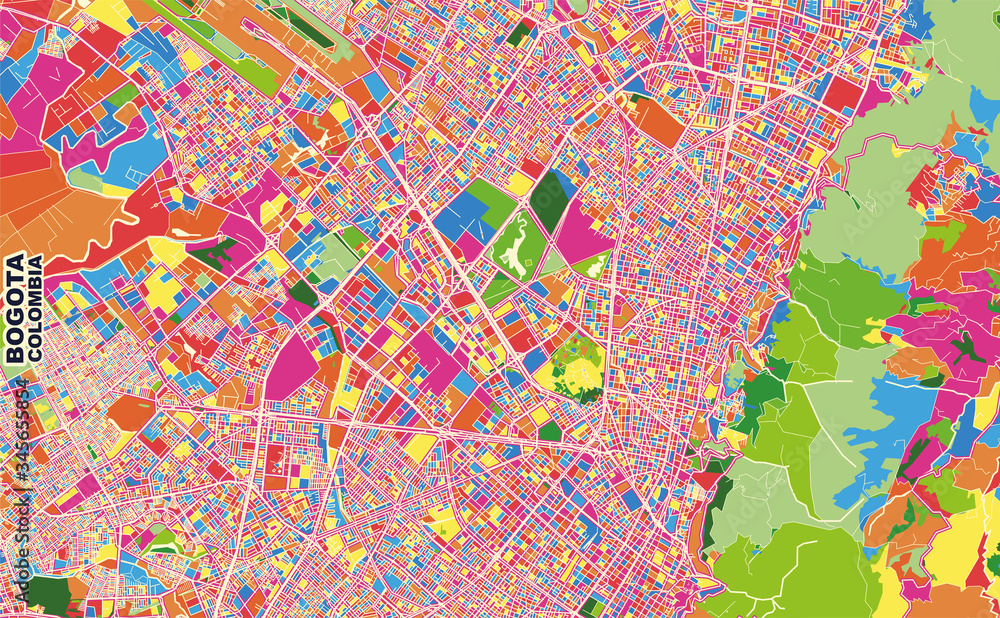 Bogota, Colombia, colorful vector map