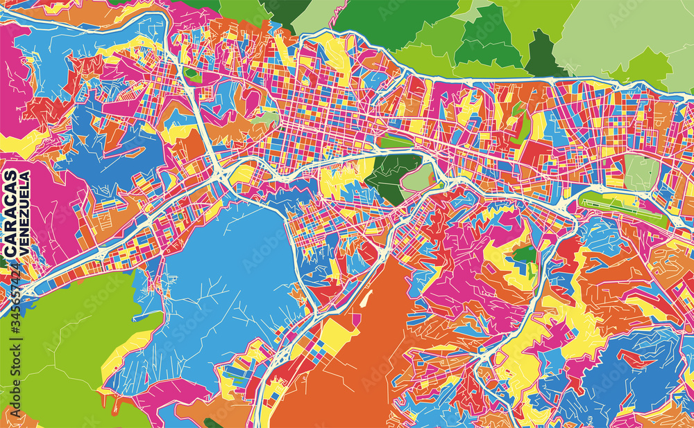 Caracas, Venezuela, colorful vector map