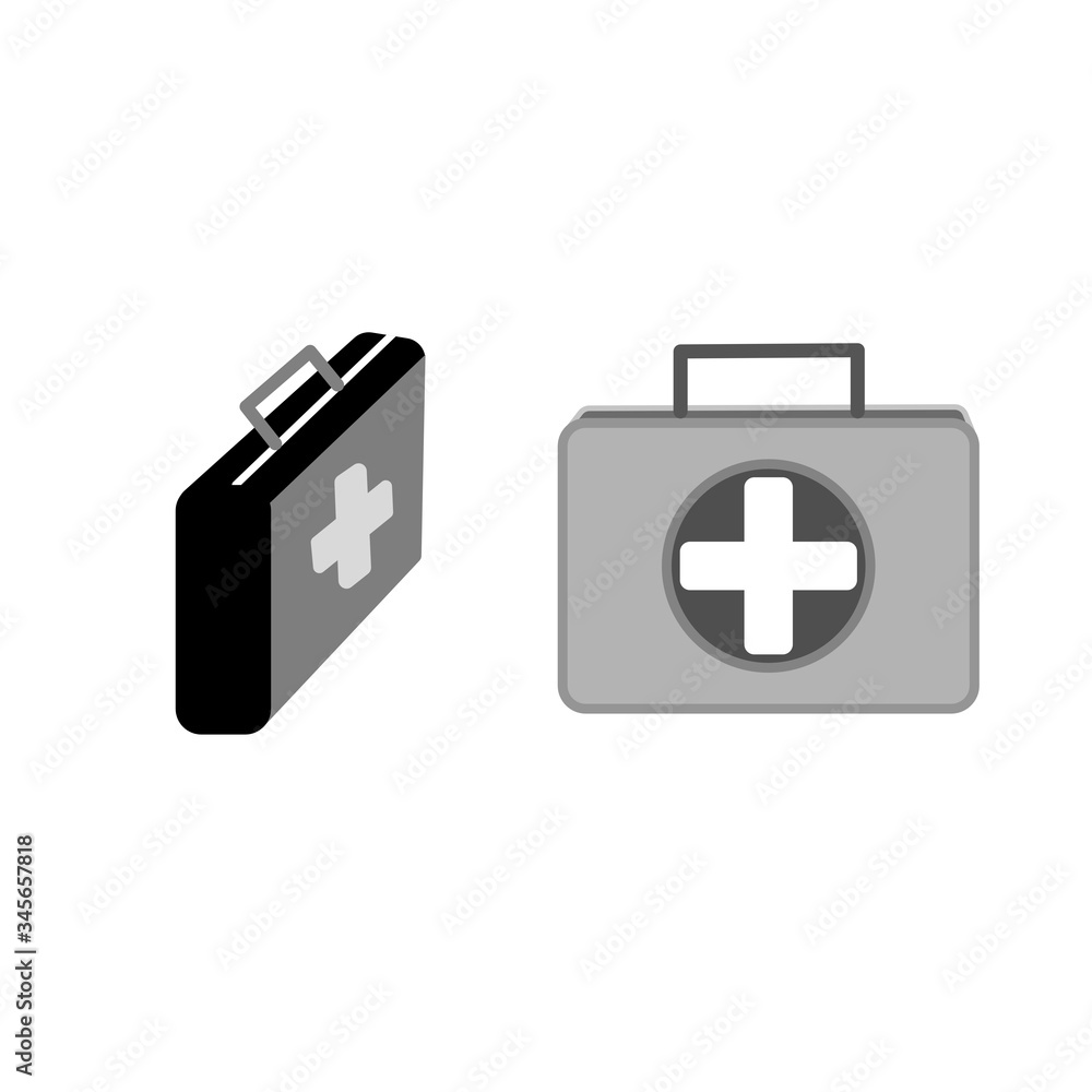 Obraz premium First aid kit isolated on white background. Silhouette vector design.