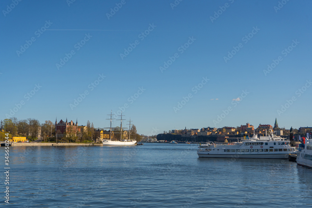 View of Sodermalm (central district). Stockholm capital of Sweden. Lakeside panorama. Travel photo.