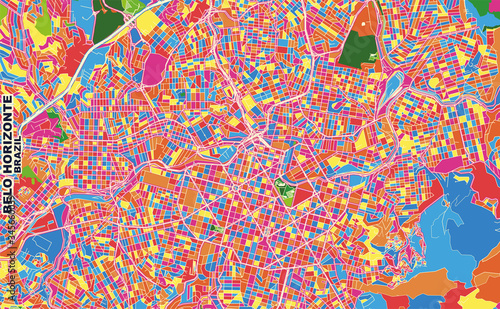 Belo Horizonte, Brazil, colorful vector map