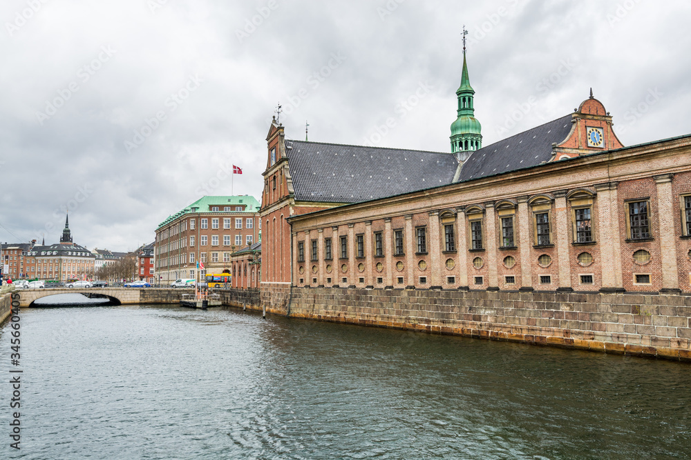 The Holmen Church on the bank of Canal in Copenhagen, Danmark, a Parish church in central Copenhagen in Denmark, on the street called Holmens Kanal