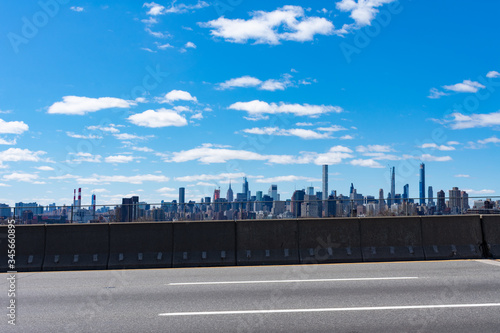 Manhattan Skyline seen from an Empty Triborough Bridge in New York City