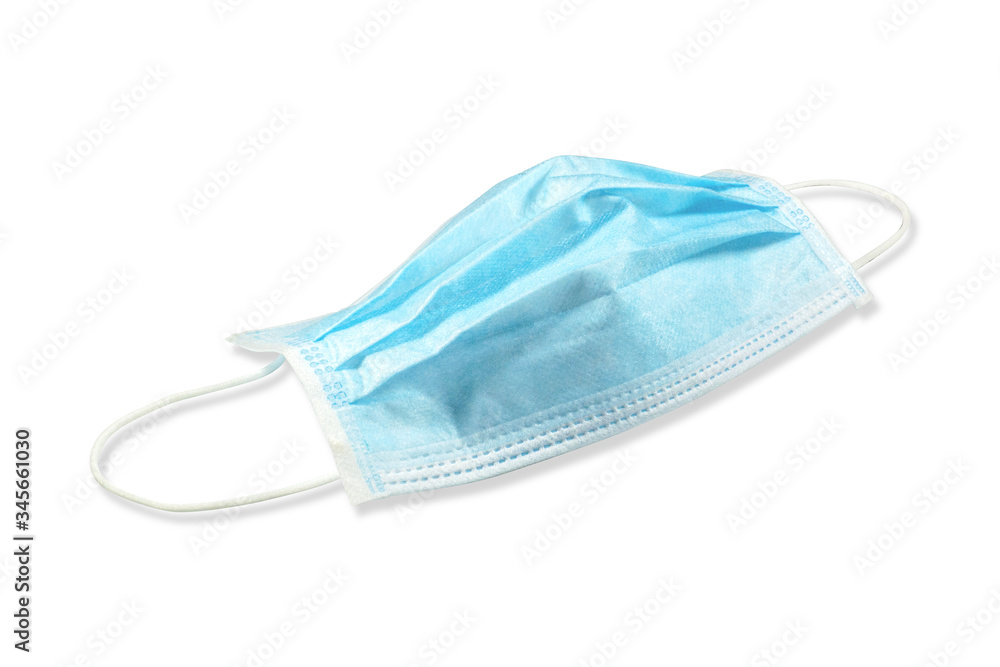 Medical surgical ear-loop blue mask isolated on white background. Corona virus protection concept. With clipping path. Medical surgical ear-loop blue mask isolated on white background. Corona virus protection concept. With clipping path.
