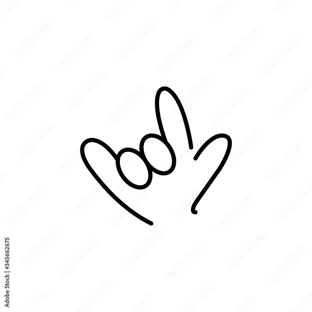 Rock & Roll Hand Gesture Modern Simple Outline UI Vector Icon Rock & Roll Hand Gesture Modern Simple Outline UI Vector Icon