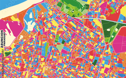 Asuncion, Paraguay, colorful vector map