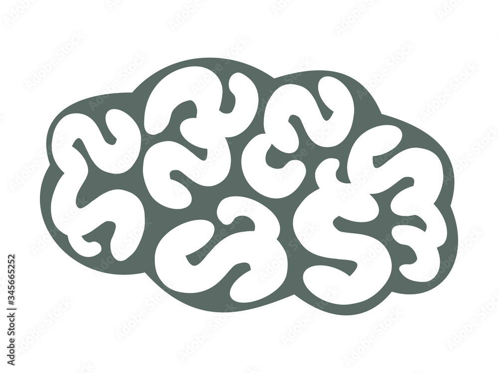 Vector image of the human brain or cloud with maximum detail. Dark contour with white fill Vector image of the human brain or cloud with maximum detail. Dark contour with white fill