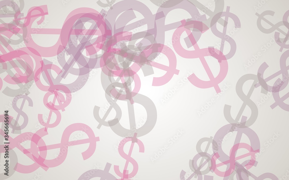 Multicolored translucent dollar signs on white background. Red tones. 3D illustration Multicolored translucent dollar signs on white background. Red tones. 3D illustration