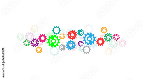 Cogs and gear wheel mechanisms. Hi-tech digital technology and engineering. Abstract technical background.
