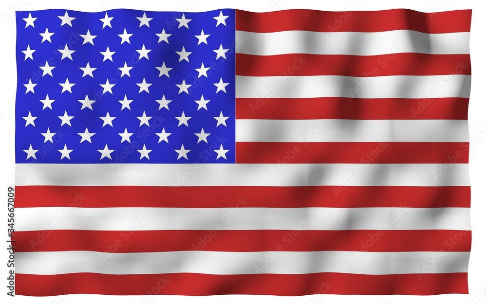 Waving flag of the United States of America. Stars and Stripes. State symbol of the USA. 3D illustration Waving flag of the United States of America. Stars and Stripes. State symbol of the USA. 3D illustration