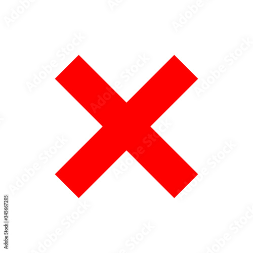Red cross mark on isolated background, Vector illustration, 