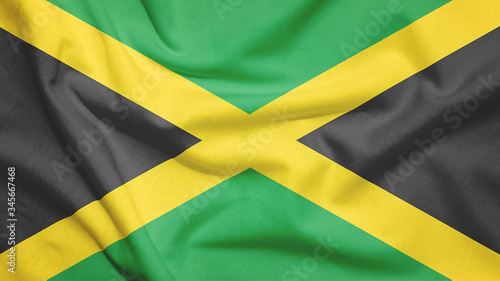 Jamaica flag with fabric texture