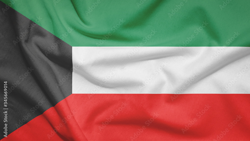 Kuwait flag with fabric texture