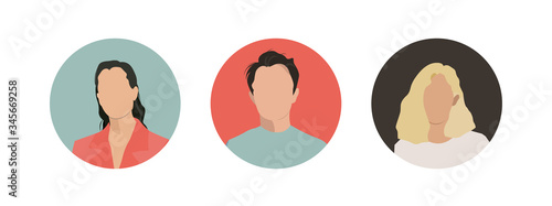 characters face, vector human faces, user profile	