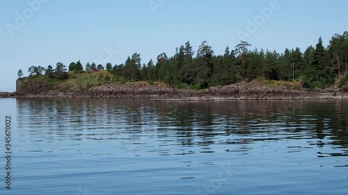 Panorama of a rocky bay in Lake Ladoga