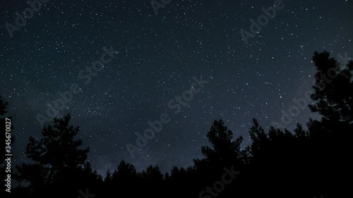 Time lapse of moving galaxy milky way in starry sky. 4K