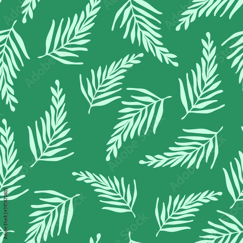 Vector seamless floral pattern with white tropical leaves on the grey background. Cartoon, flat style. For textile design, cover, wallpaper, package design. Modern minimalistic texture.