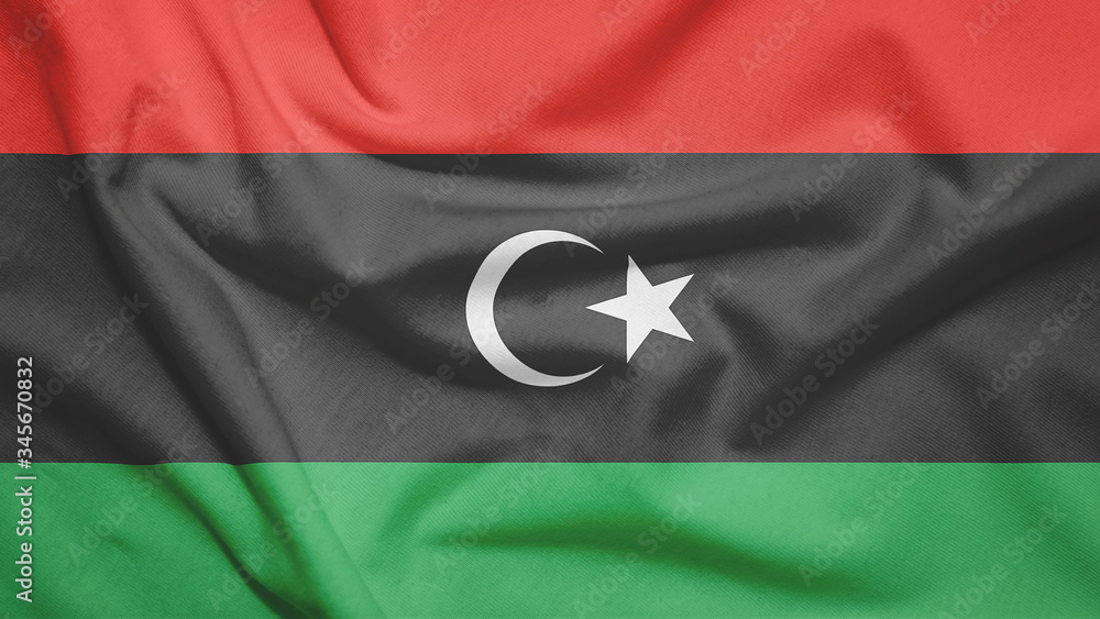 Naklejka premium Libya flag with fabric texture