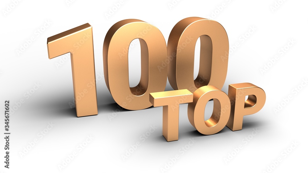 Top hundred. Isolated on white background. 3D-rednering. Top hundred. Isolated on white background. 3D-rednering.