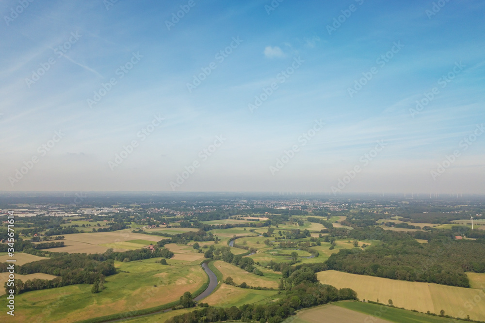 Aerial view of Munsterland landscape in Germany