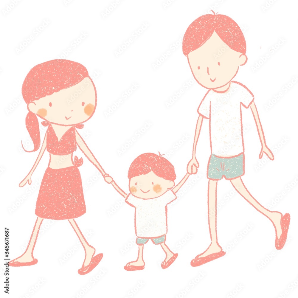 Illustration of family, parents and boy Illustration of family, parents and boy
