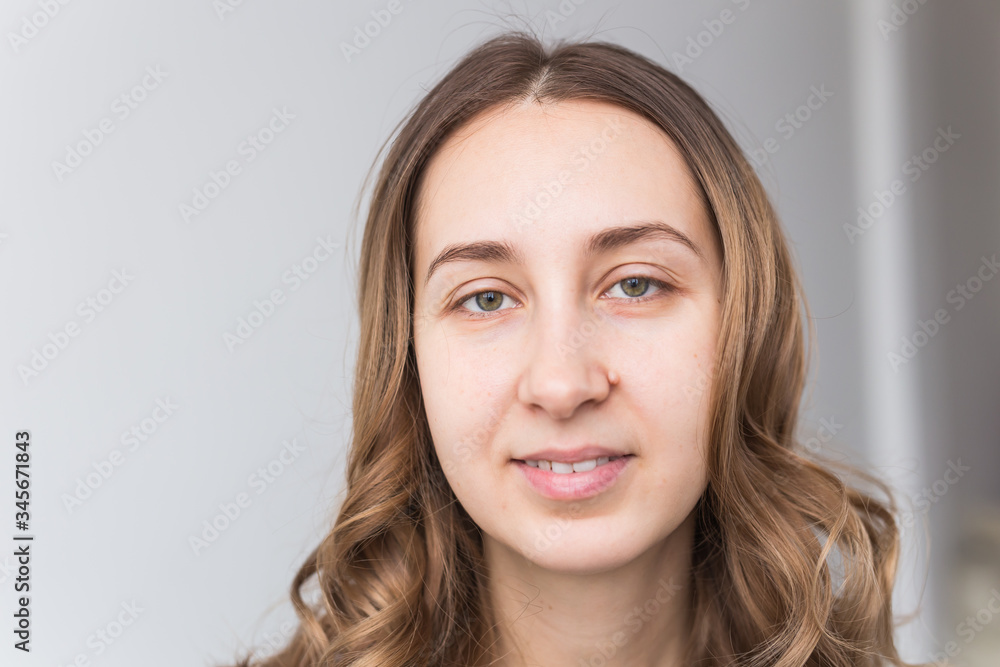 Face of a beautiful young girl with a clean fresh face close up. Face of a beautiful young girl with a clean fresh face close up.