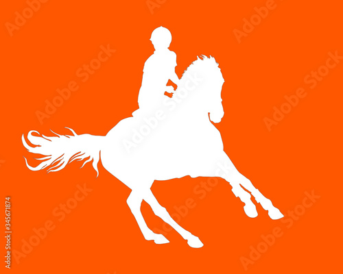  show jumping, sports girl galloping on a horse, isolated images, black silhouette on a white background, for decoration and design