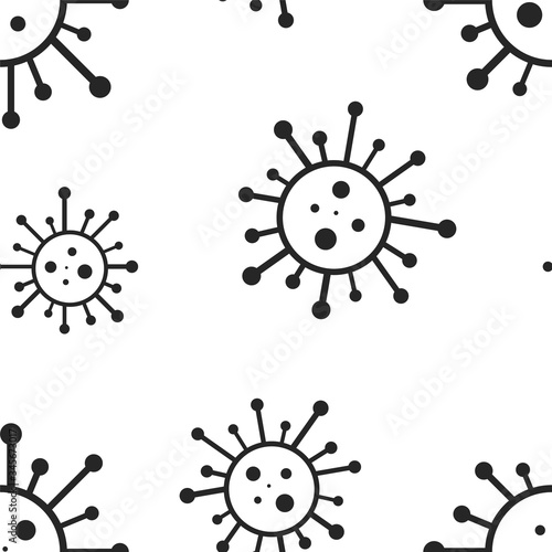 Vector seamless virus pattern. Cartoon black and white cell design. Artistic endless bacteria background. Coronavirus, covid-19, ncov simple print
