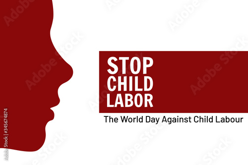 World Day Against Child Labor concept. Template for background, banner, card, poster with text inscription. Vector EPS10 illustration.