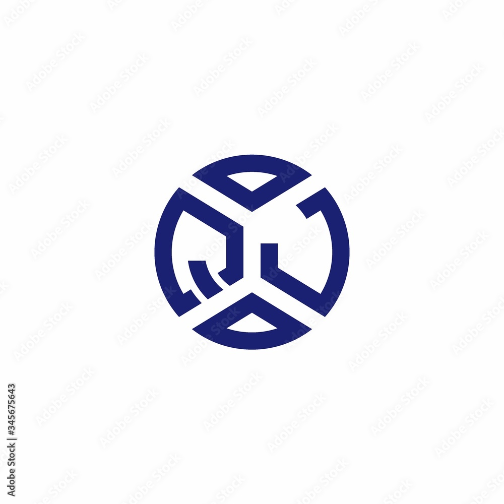 QJ monogram logo with abstract shapes in modern style