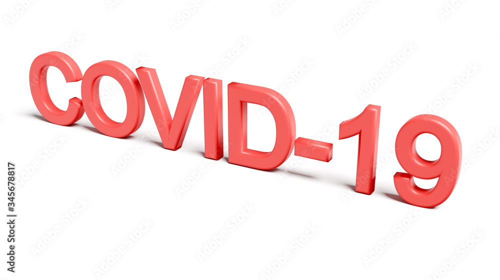 Coronavirus. Red word COVID-19 isolated o white Coronavirus. Red word COVID-19 isolated o white