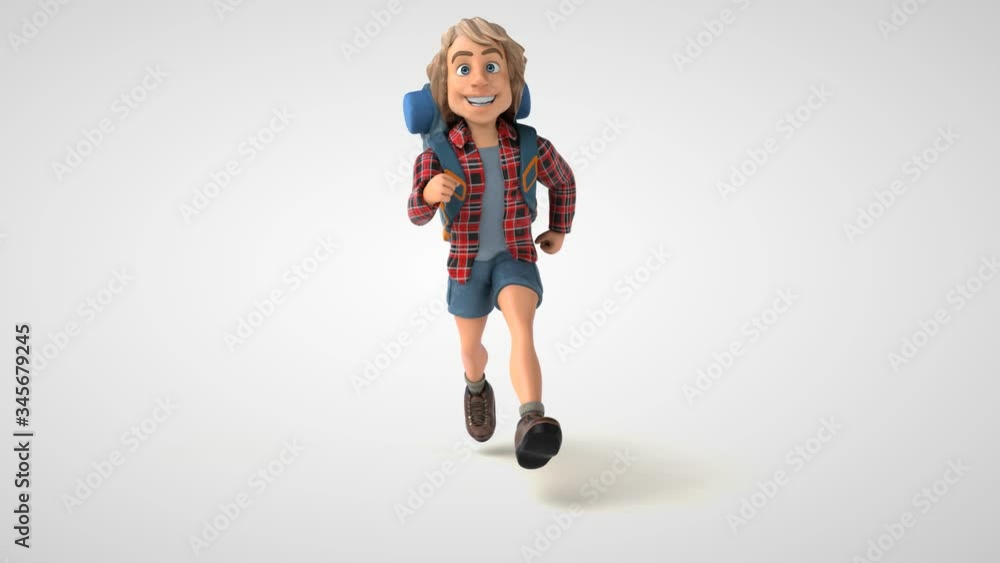 Fun cartoon backpacker Fun cartoon backpacker
