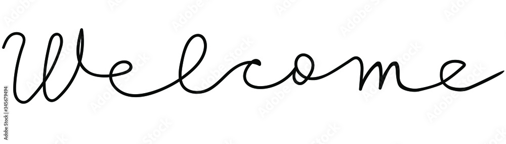 Welcome sign hand-written isolated on white background, header or banner for web-site, poster hanging near entrance to cafe, restaurant, bar or any entertainment place Welcome sign hand-written isolated on white background, header or banner for web-site, poster hanging near entrance to cafe, restaurant, bar or any entertainment place