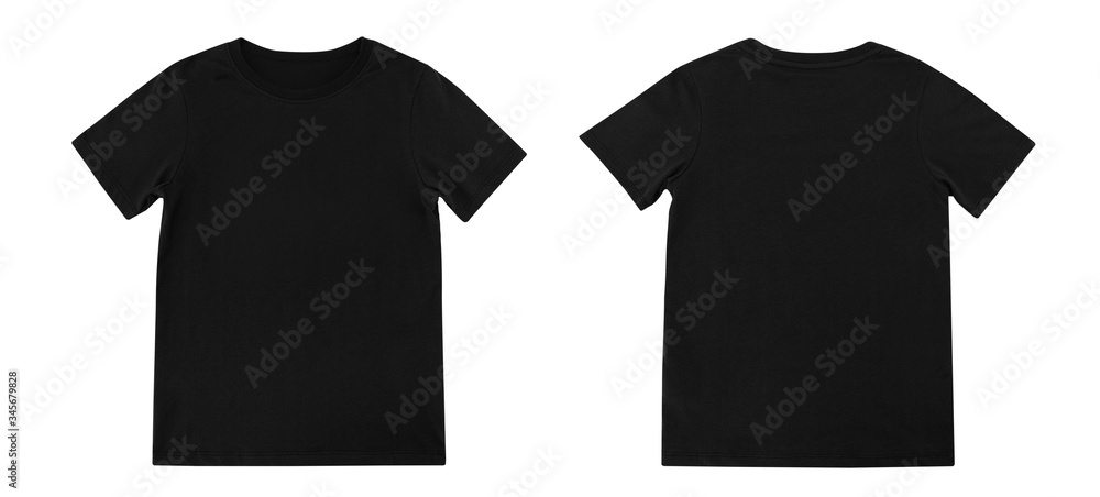 Blank t shirt template. black t-shirt front and back on white ...