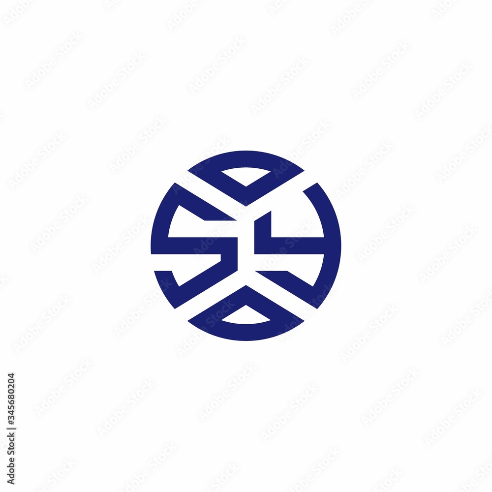 SY monogram logo with abstract shapes in modern style SY monogram logo with abstract shapes in modern style