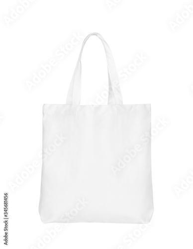 White fabric bag isolated on white background. White cotton bag or canvas bag.