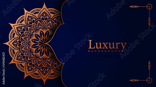 Luxury ornamental background mandala design in gold color