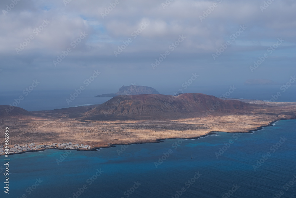 View of La Graciosa island from Lanzarote island. Canary islands, Spain, October 2019
