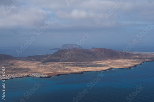 View of La Graciosa island from Lanzarote island. Canary islands, Spain, October 2019