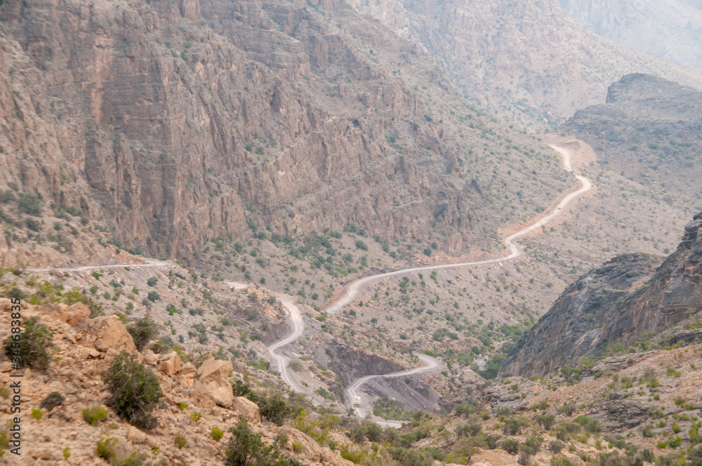 Wadi Bani Awf valley and mountains, Oman Wadi Bani Awf valley and mountains, Oman