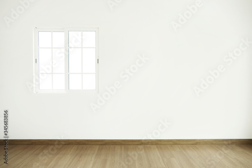 Empty room with a blank window frame.