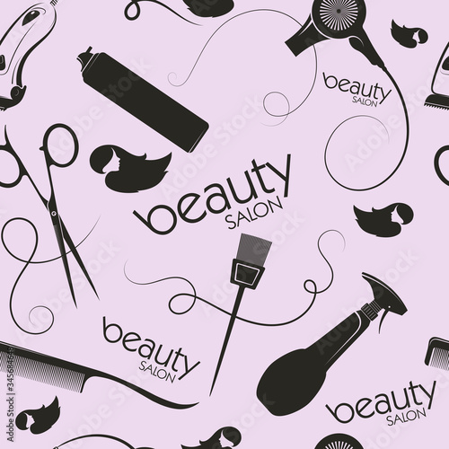 Beauty salon and barber stylist hair seamless pattern background vector