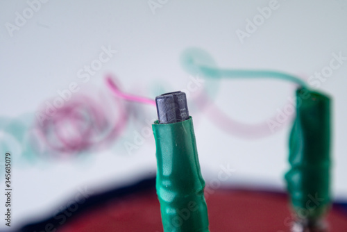 Close-up wires, homemade bomb device photo