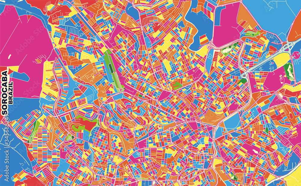 Sorocaba, Brazil, colorful vector map