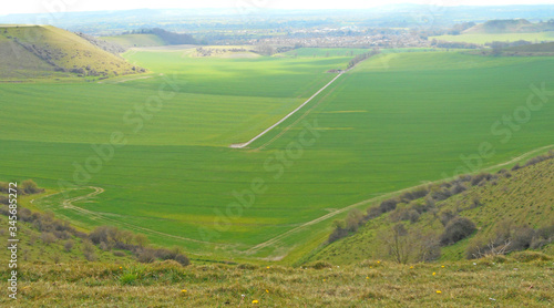 Aerial view of the hills at Mere in Wiltshire 