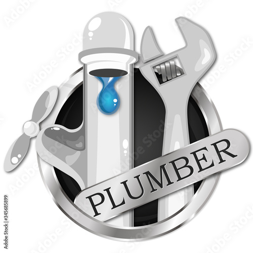 Symbol for plumbing wrench and water tap