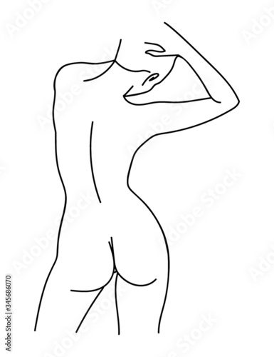 Sketch of woman body. Line art. Vector Illustration